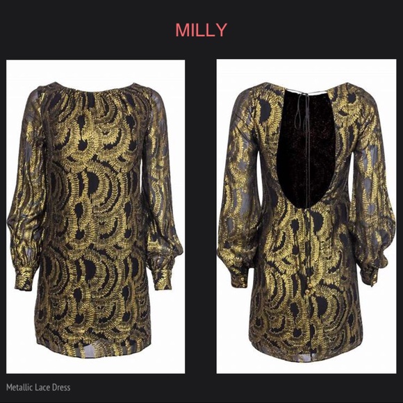 ⭐️HOST PICK⭐️ MILLY Golden Open Back Silk Mini Dress - Picture 1 of 15